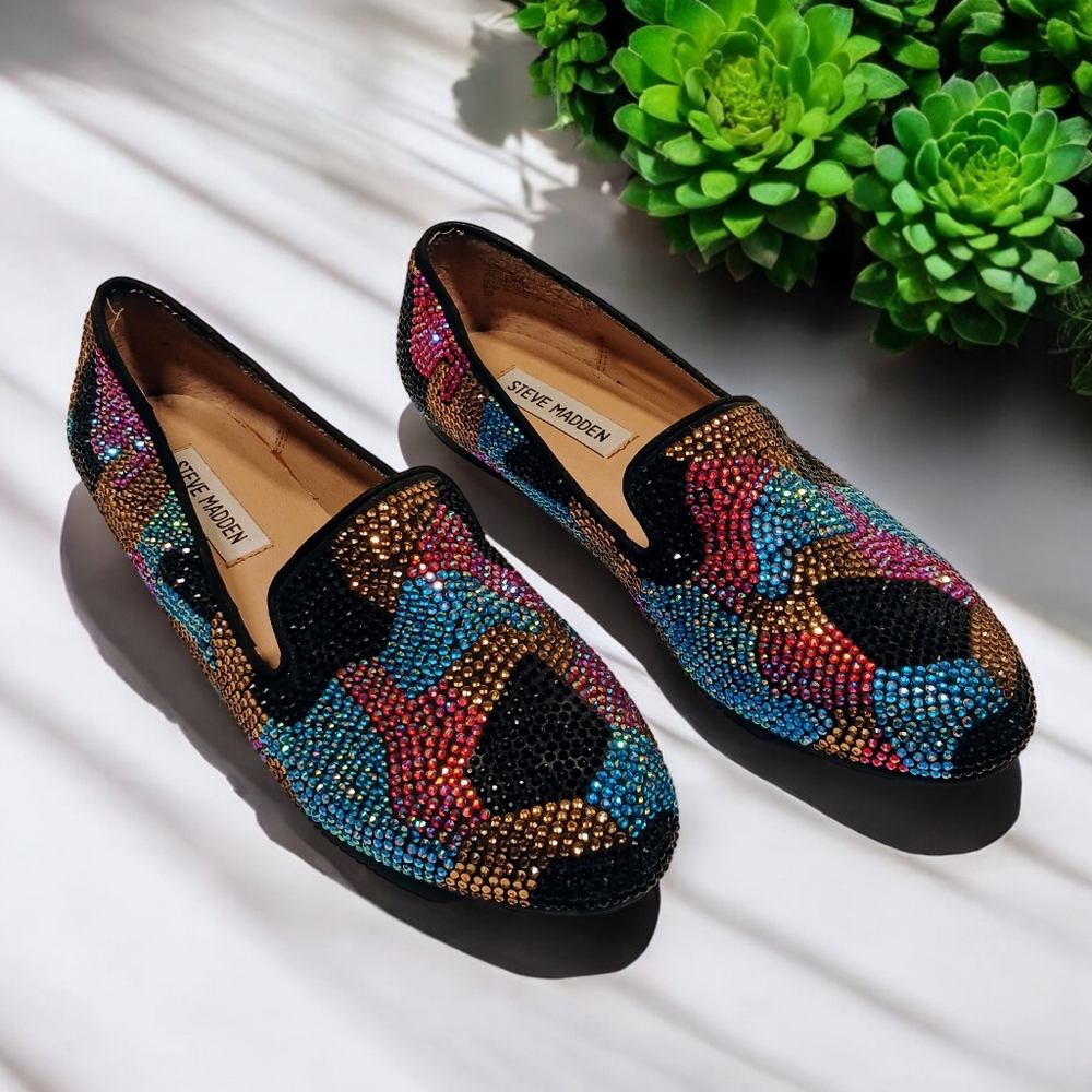 Steve Madden Concord Size 8 Multi-colored Rhinestone Flats - Picture 14 of 16